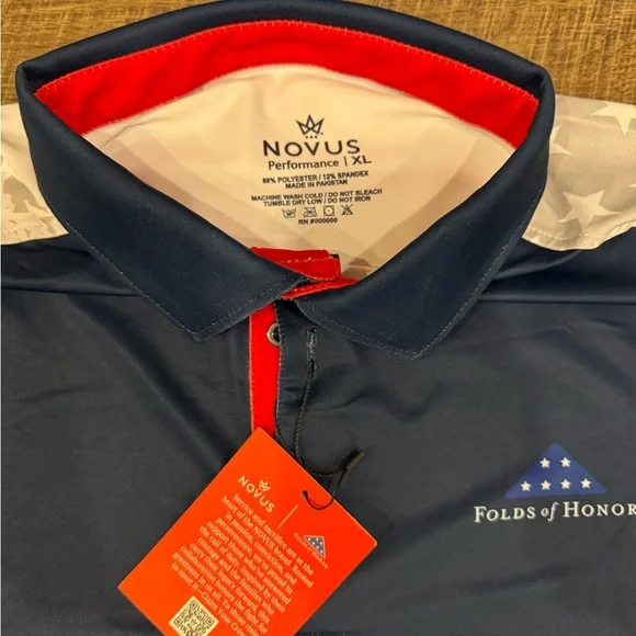 Novus Folds of Honor Navy Blue Polo Golf Shirt XL NWT - Picture 2 of 3